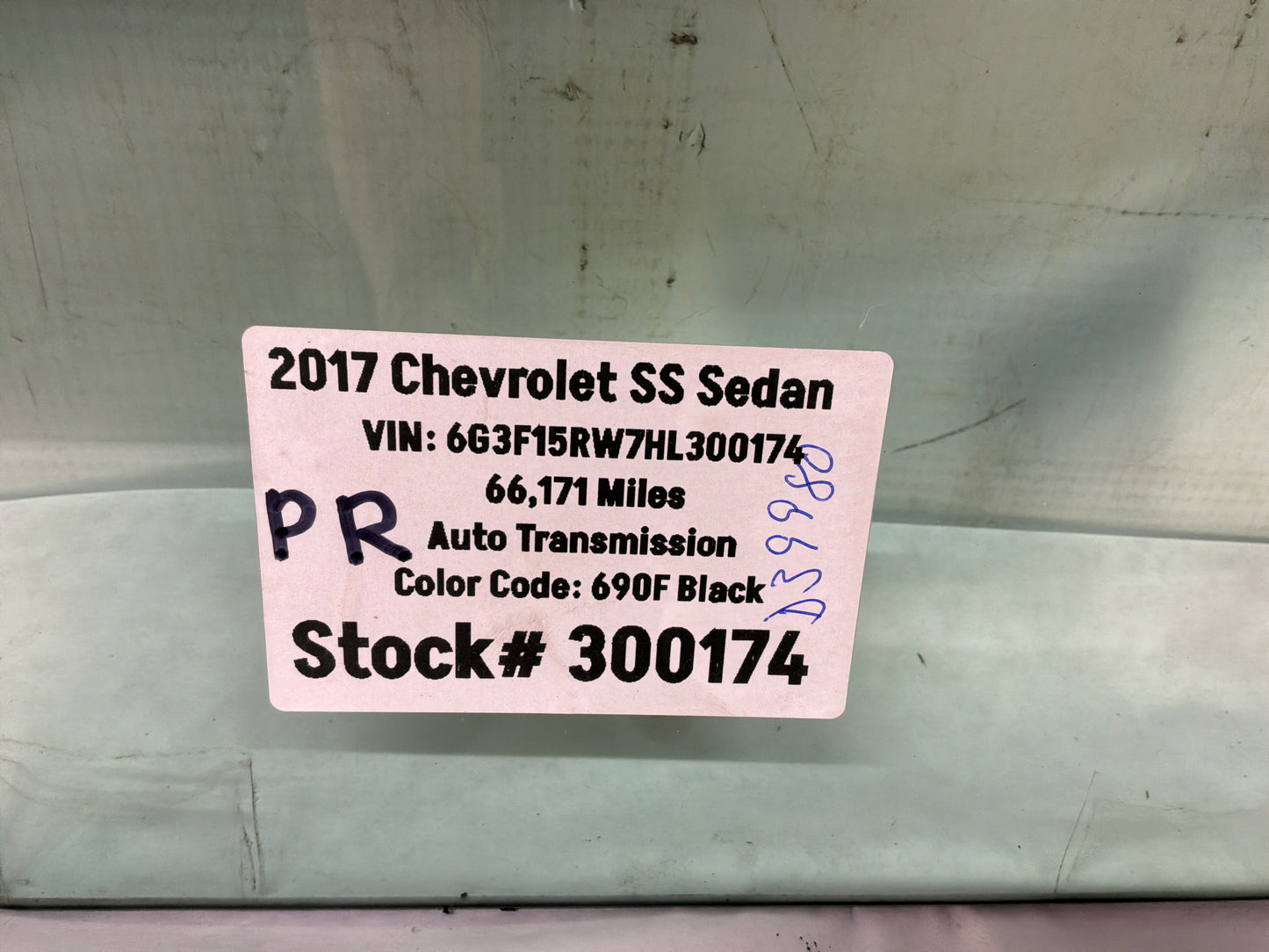 2017 Chevy SS Sedan RH Passenger Rear Door Window Glass OEM