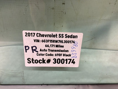 2017 Chevy SS Sedan RH Passenger Rear Door Window Glass OEM