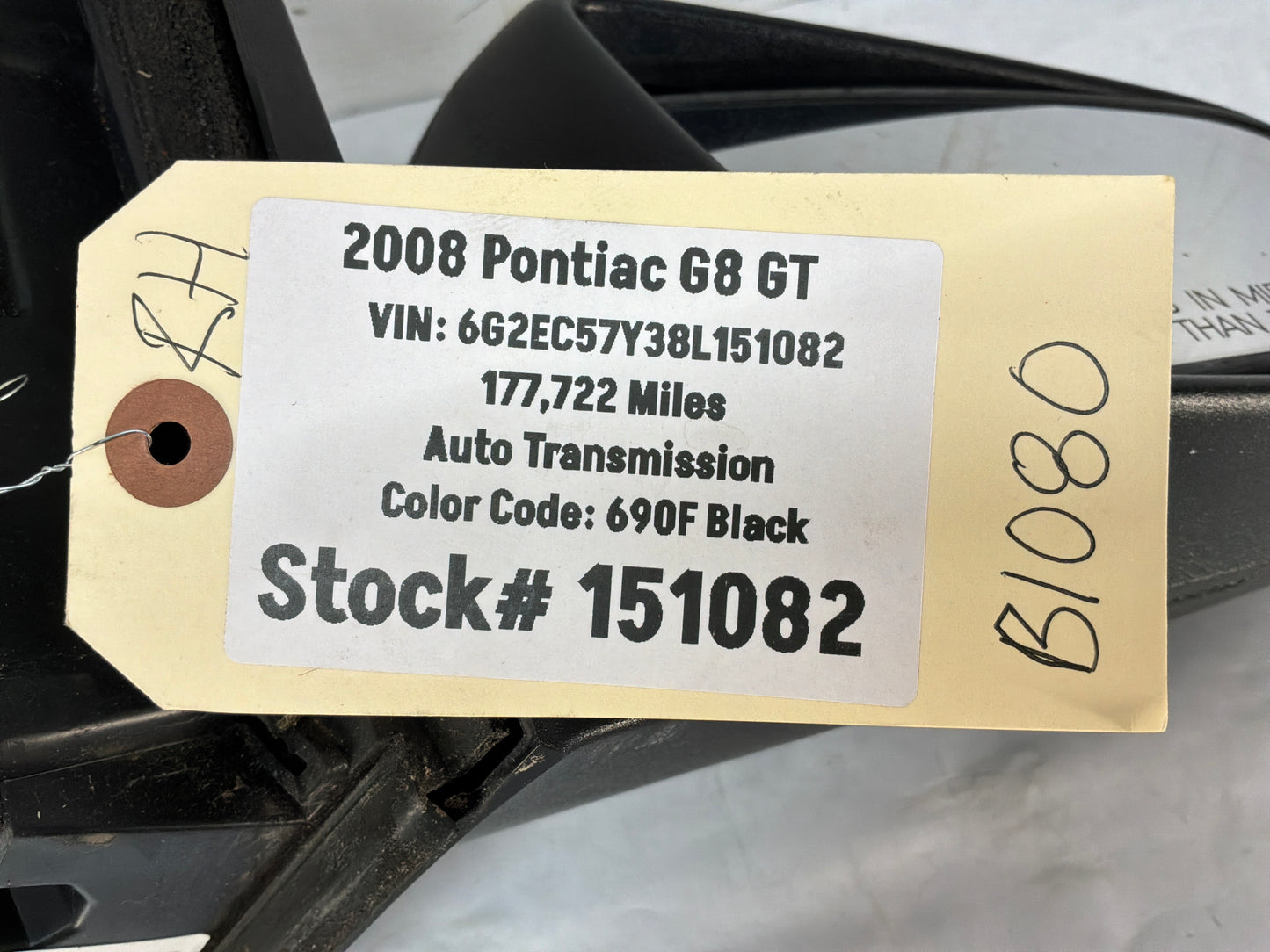 2008 Pontiac G8 GT RH Passenger Exterior Out Side Mirror Black OEM