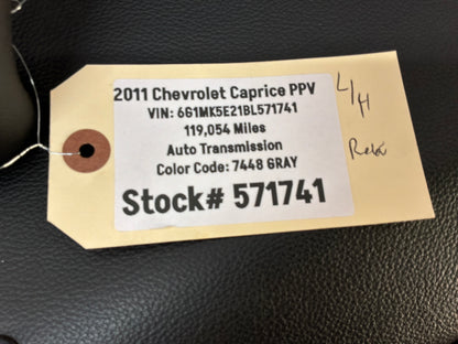 2011 Chevy Caprice PPV LH Driver Rear Interior Door Panel OEM