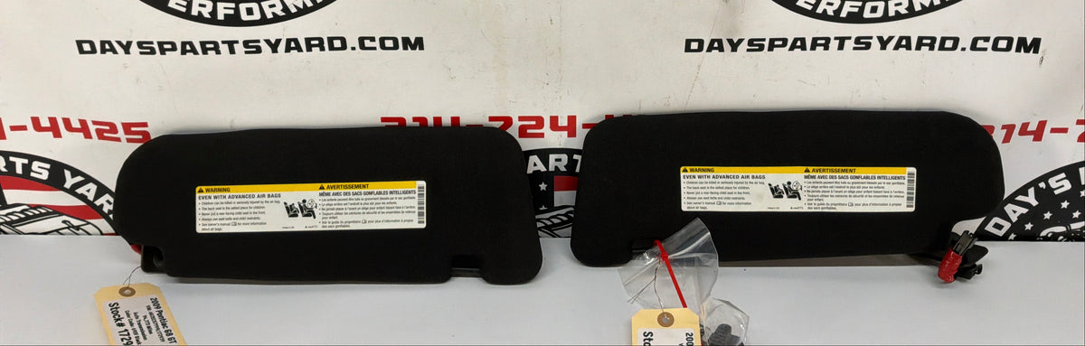 2009 Pontiac G8 Base RH & LH Sunvisor Sun Visor Shade w/ Clips OEM - Day's Parts Yard