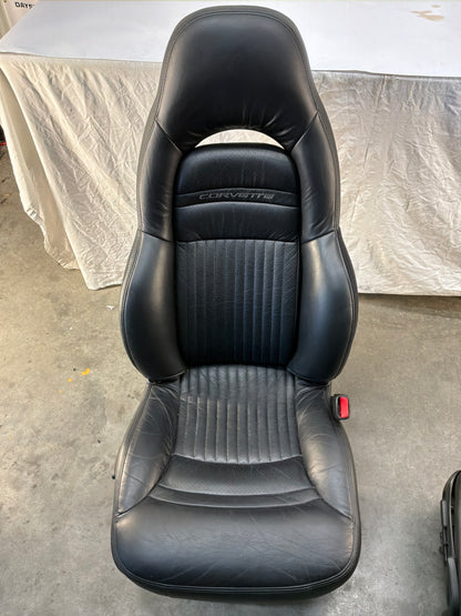 2002 Chevy C5 Corvette Convertible Seats RH & LH Front Black Leather Seats OEM