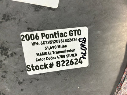 2006 Pontiac GTO Spare Wheel Tire Trunk Carpet Cargo Cover OEM