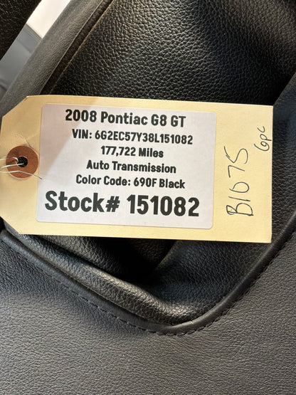 2008 Pontiac G8 GT Seats Fronts and Rears Black Leather OEM
