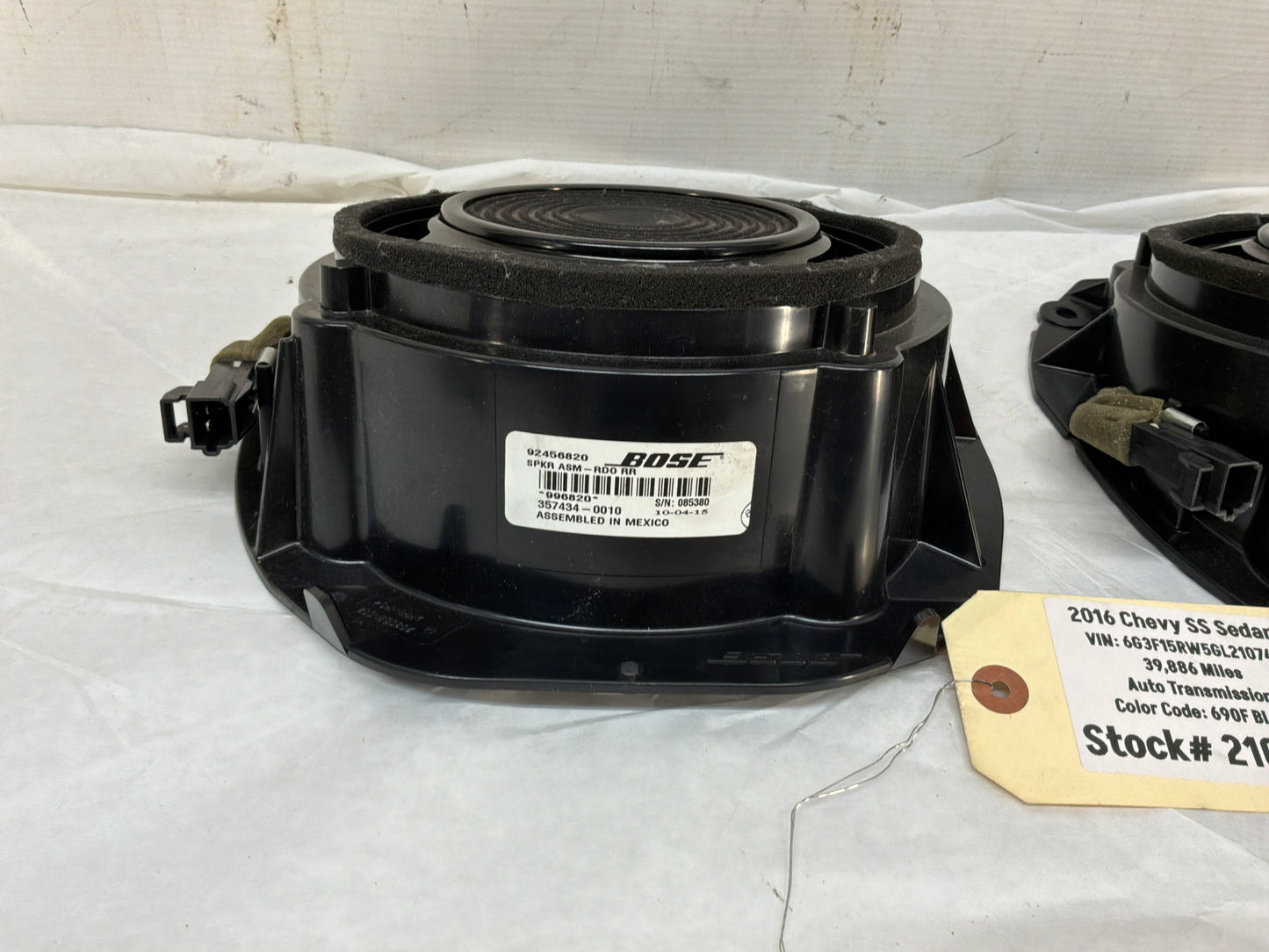 2016 Chevy SS Sedan Bose Package Tray Parcel Shelf Rear Deck Speakers OEM