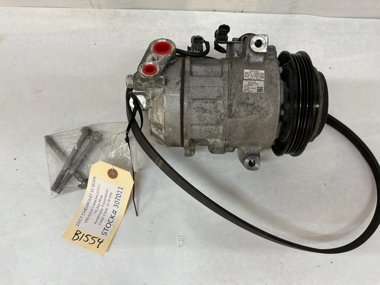 2017 Chevy SS Sedan AC A/C Air Conditioner Compressor w/ Belt and Hardware OEM