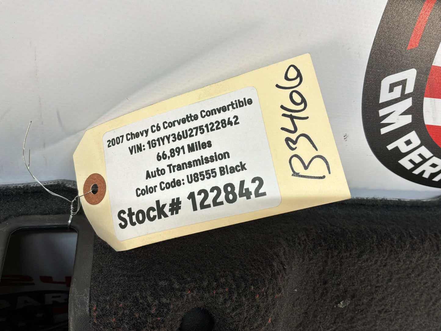 2007 Chevy C6 Corvette Convertible Rear Trunk Carpet Trim Ebony OEM