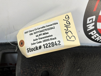 2007 Chevy C6 Corvette Convertible Rear Trunk Carpet Trim Ebony OEM