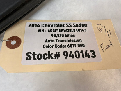 2014 Chevy SS Sedan RH Passenger Front Door Weather Strip Rubber Seal OEM