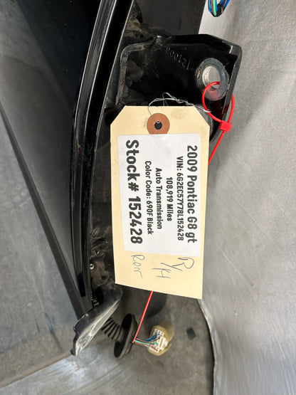 2009 Pontiac G8 GTRH Passenger Rear Exterior Door Black OEM - Day's Parts Yard