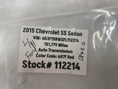 2015 Chevy SS Sedan Head Light Lamp Headlight Ballast OEM