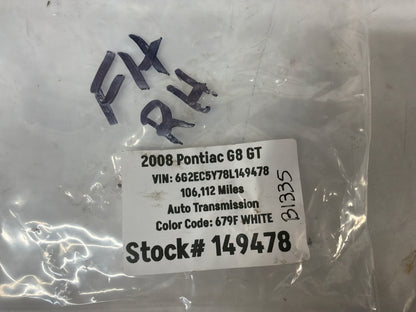 2008 Pontiac G8 RH Passenger Front Seat Belts Retractor OEM