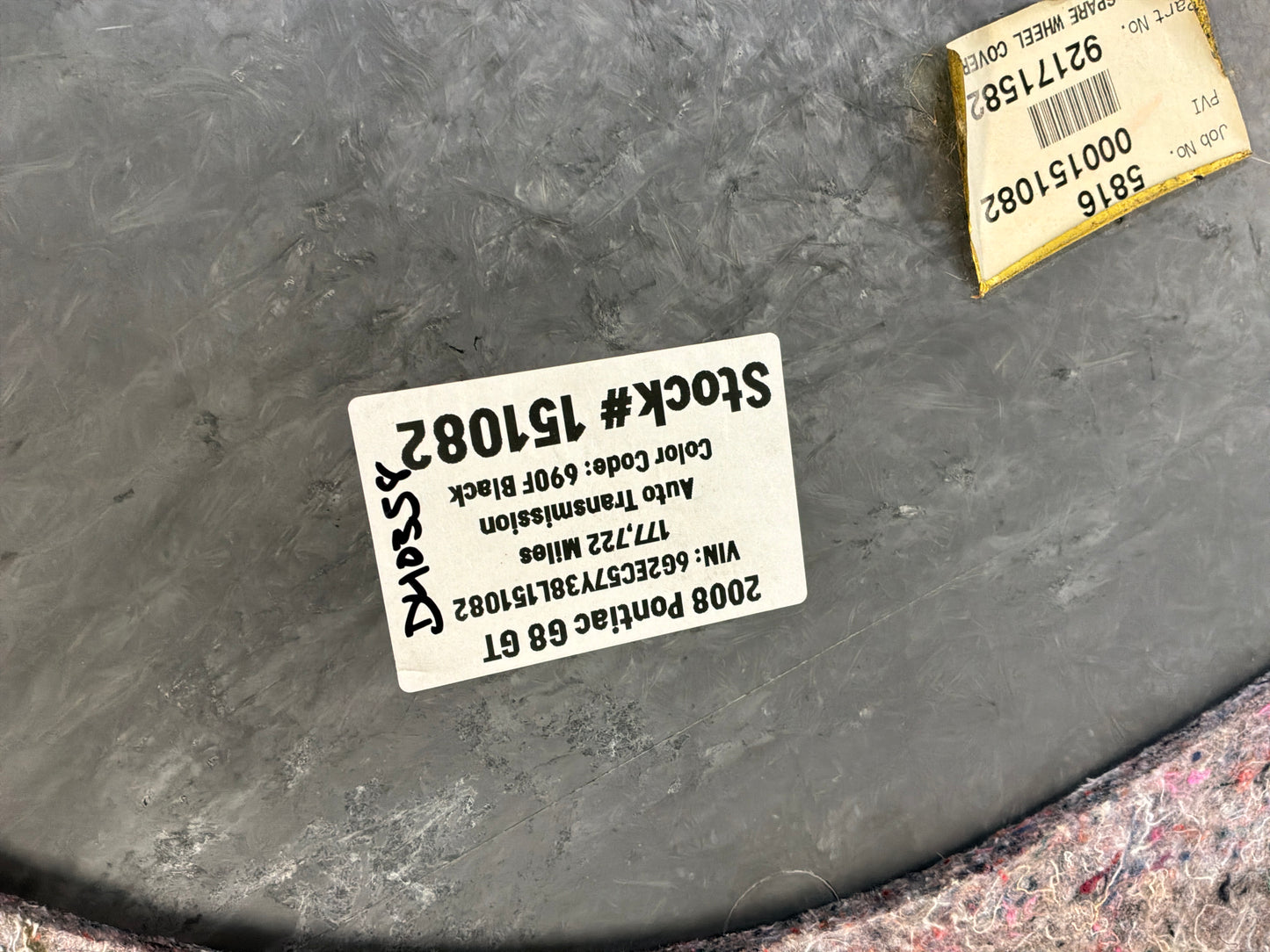 2008 Pontiac G8 GT Spare Tire Trunk Compartment Floor Carpet Mat Panel Cover OEM