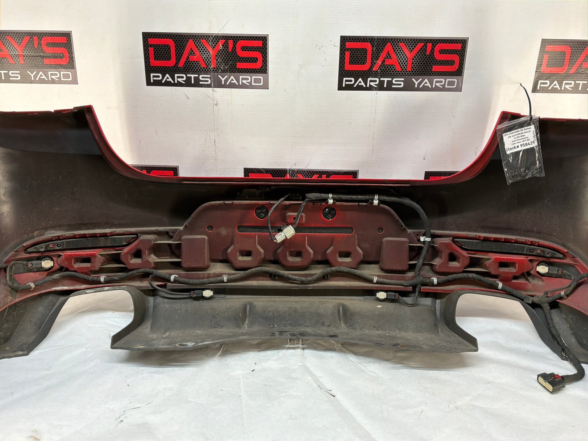 2014 Chevy SS Sedan Complete Rear Bumper Cover Panel Red OEM - Day's Parts Yard