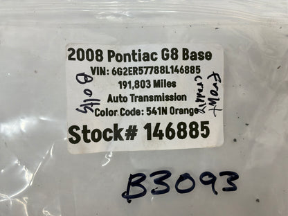 2008 Pontiac G8 Base Front Suspension Cradle Sub Frame Bolts Hardware OEM
