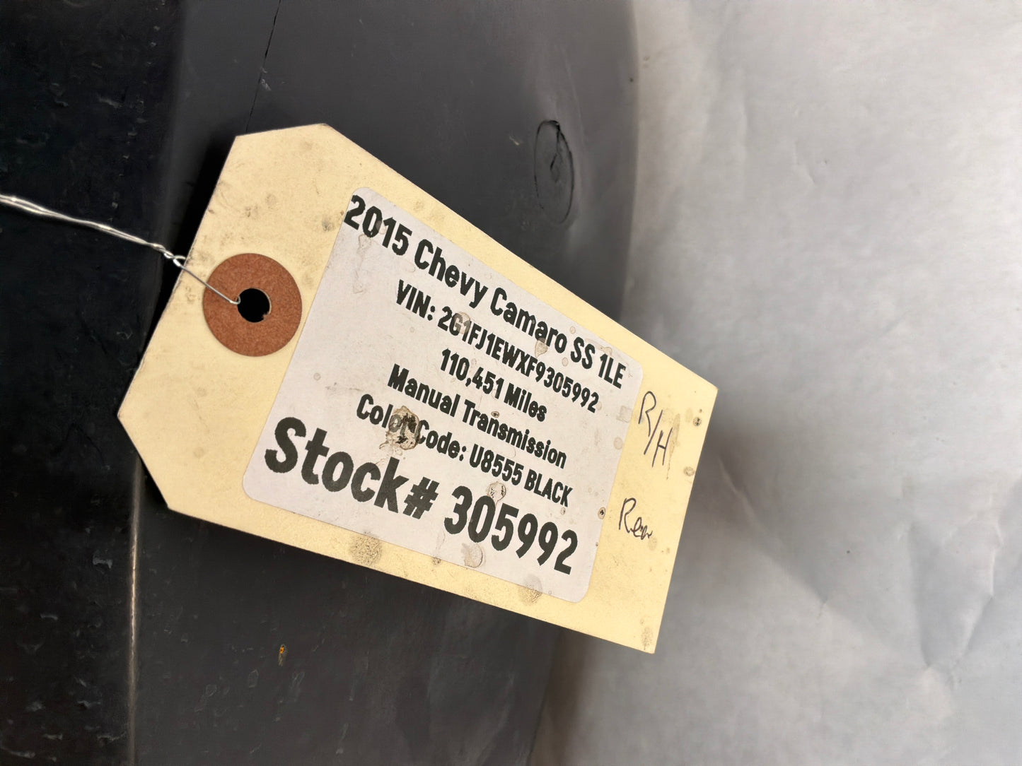2015 Chevy Camaro SS 1LE RH Passenger Rear Fender Wheel House Well Liner OEM