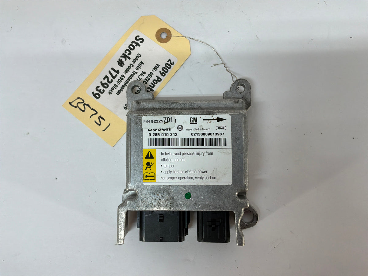 2009 Pontiac G8 GT SRS Safety Restraint Control Module Unit OEM. - Day's Parts Yard
