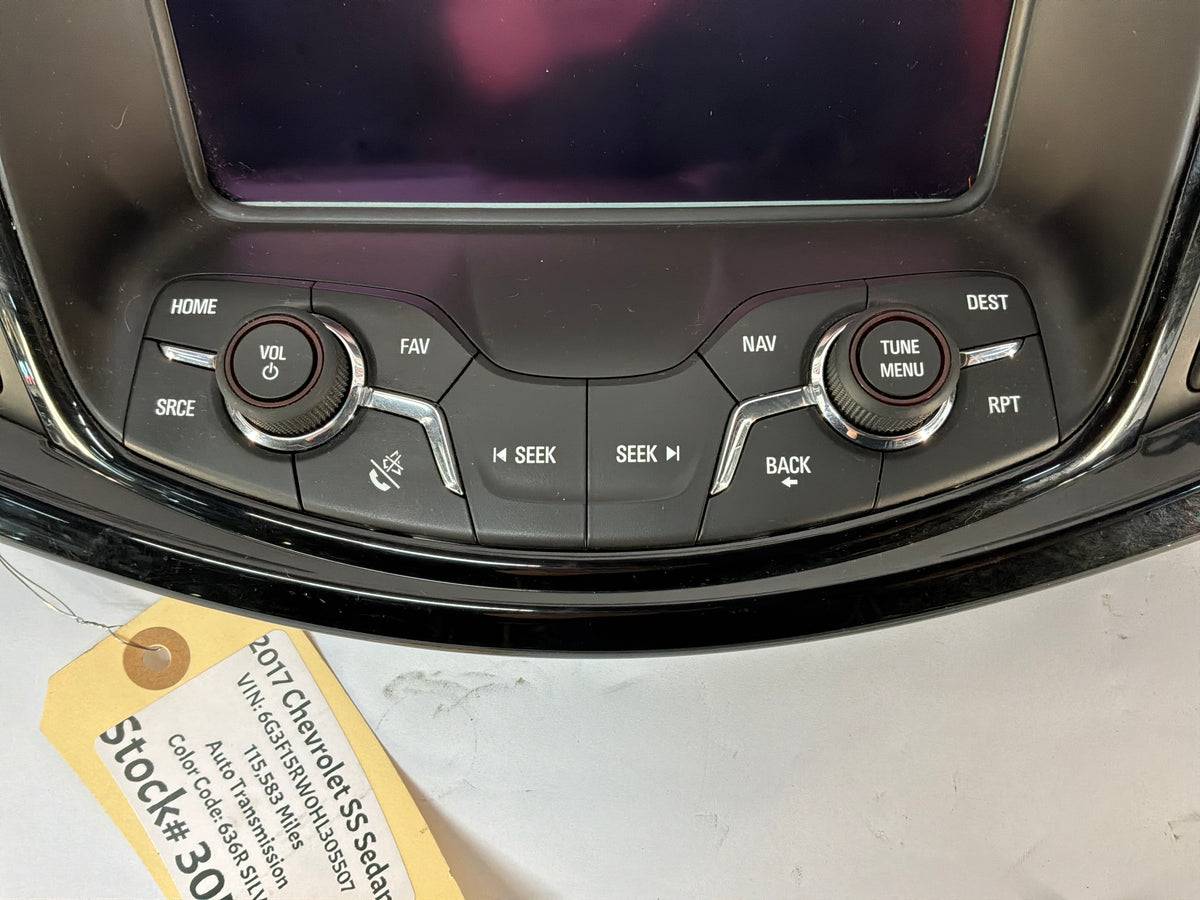 REPICTURE WITH THE RADIO B5487 2017 Chevy SS Sedan Navigation Display Radio CD Player Face Plate Screen Control Bezel Black Trim OEM - Day's Parts Yard
