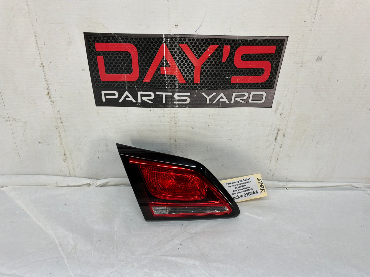 2016 Chevy SS Sedan LH Driver Inner Tail Light Taillight Lamp OEM