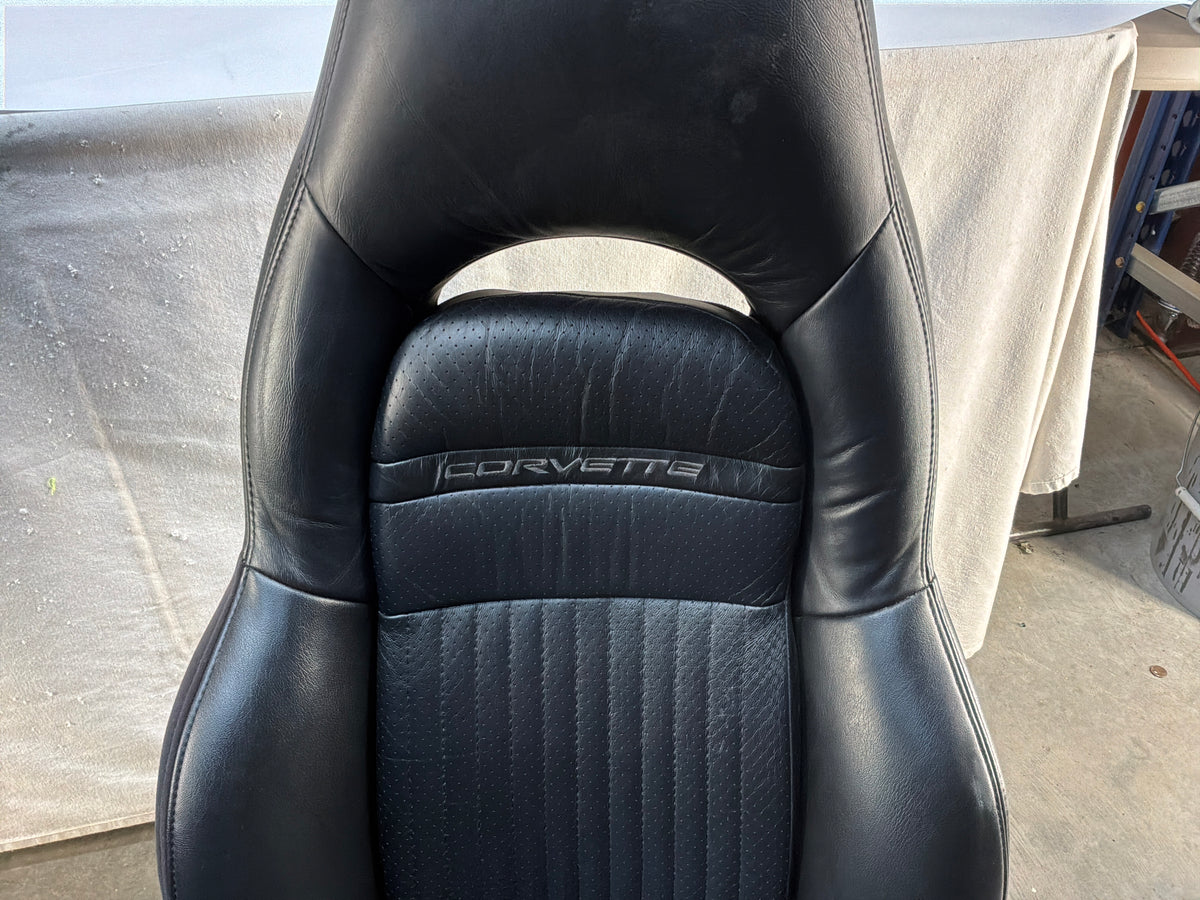 2002 Chevy C5 Corvette Convertible Seats RH & LH Front Black Leather Seats OEM