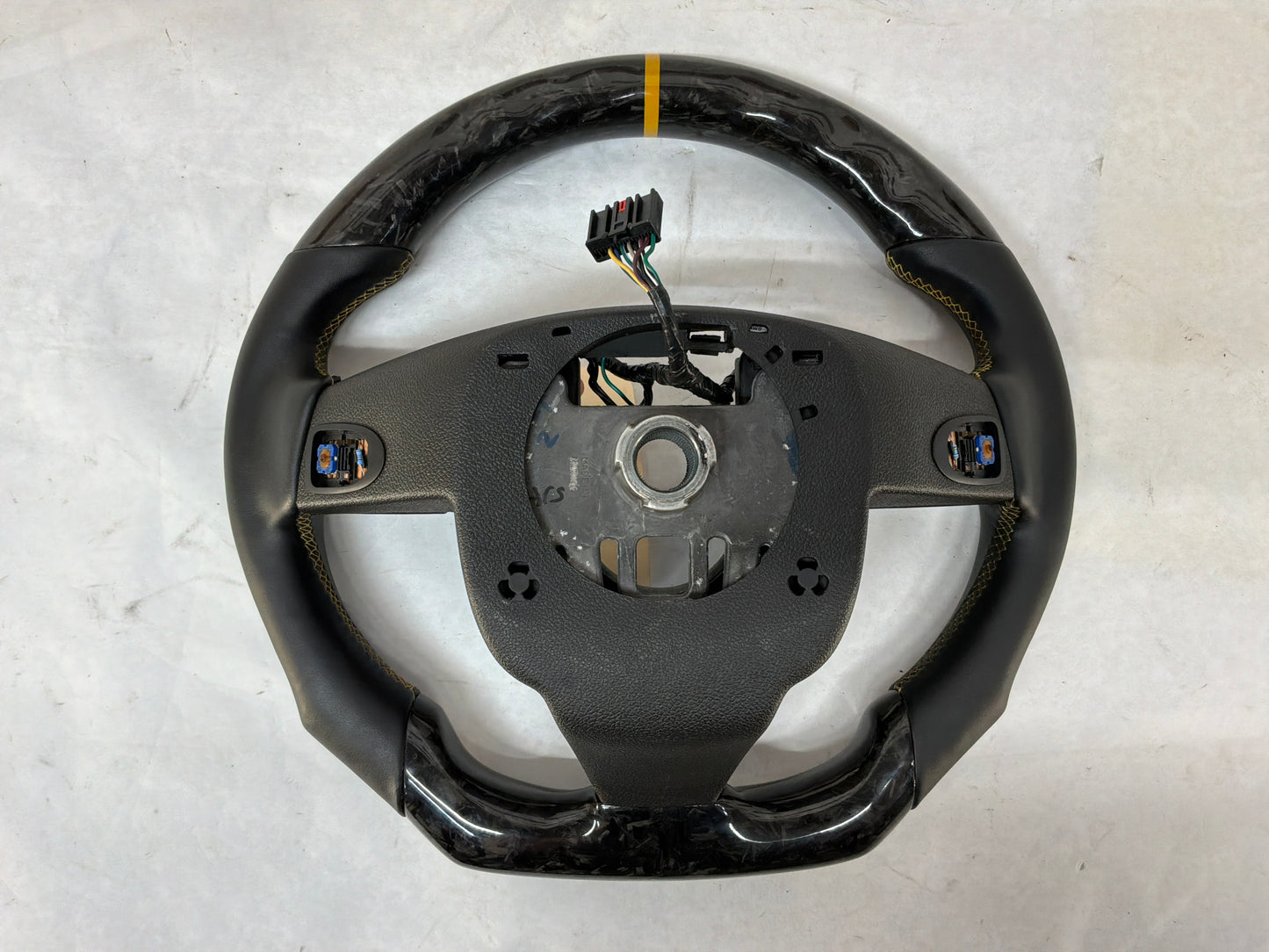 2011 Cadillac CTS-V Coupe Carbon Fiver Steering Wheel Black Leather w/ Saffron Stripe OEM