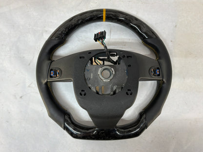 2011 Cadillac CTS-V Coupe Carbon Fiver Steering Wheel Black Leather w/ Saffron Stripe OEM