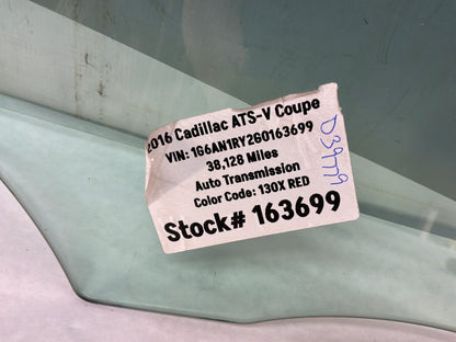 2016 Cadillac ATS-V Coupe LH Driver Front Door Window Glass OEM