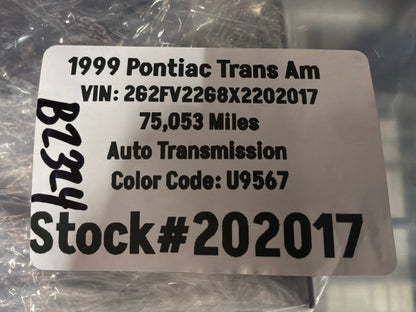1999 Pontiac Trans Am WS6 Firebird Engine Motor Bay Chrome Dress Up Kit