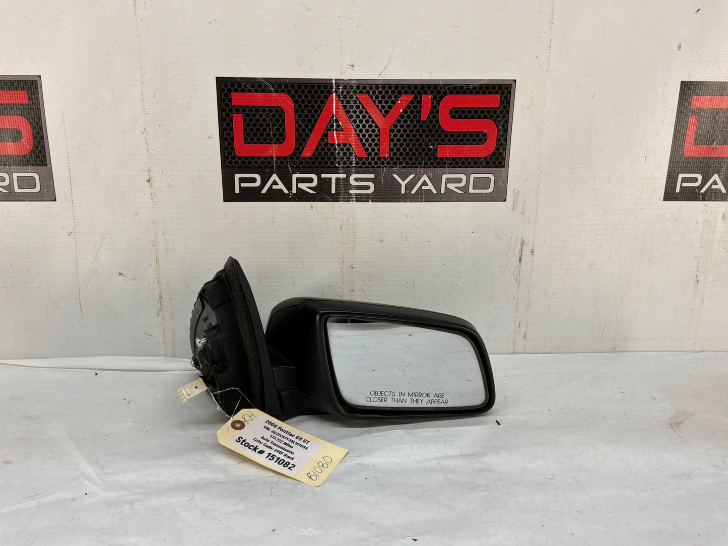 2008 Pontiac G8 GT RH Passenger Exterior Out Side Mirror Black OEM