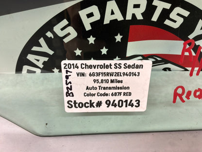 2014 Chevy SS RH Passenger Rear Door Window Glass OEM
