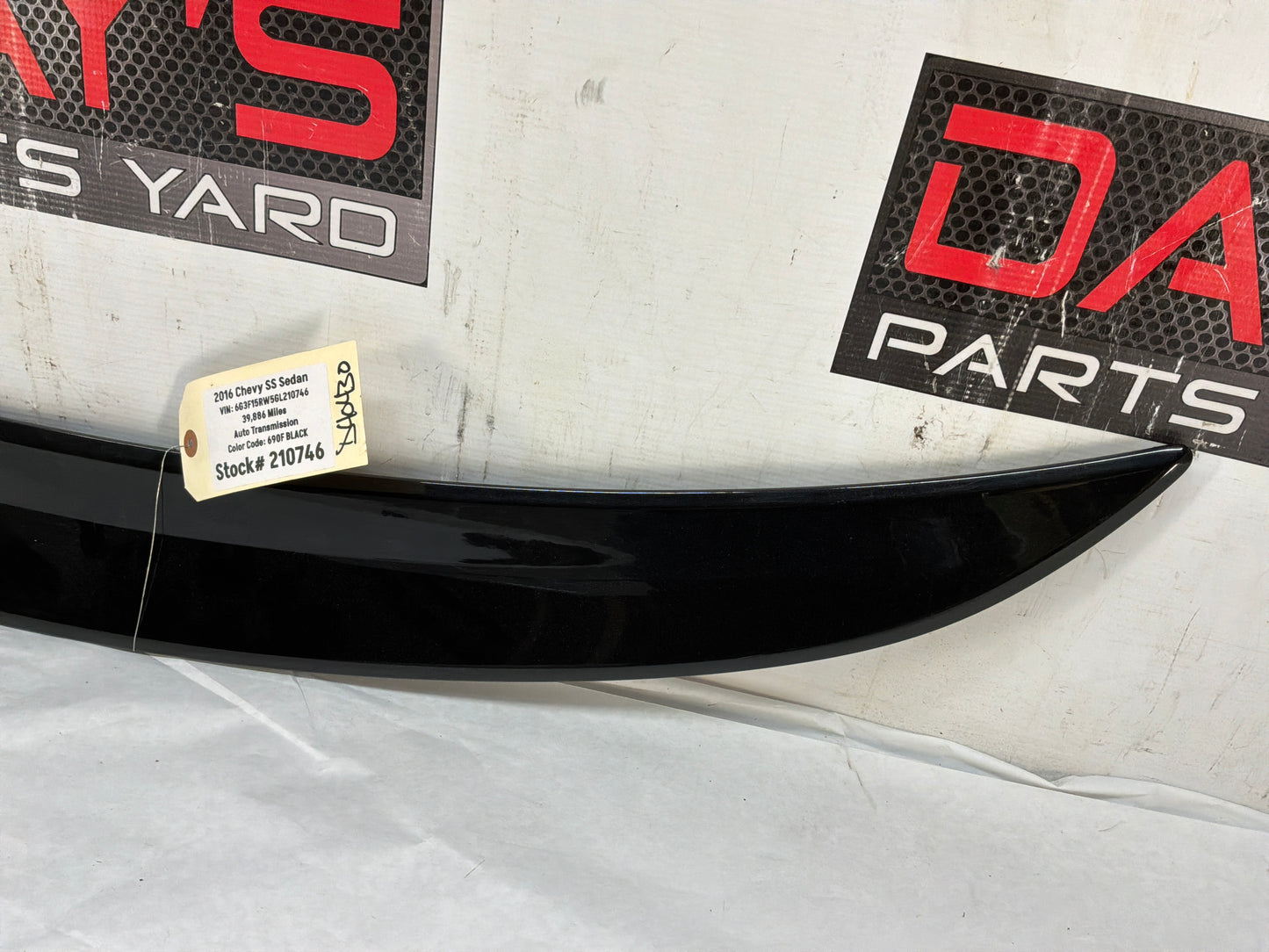 2016 Chevy SS Sedan Trunk Deck Lid Spoiler Wing Black OEM