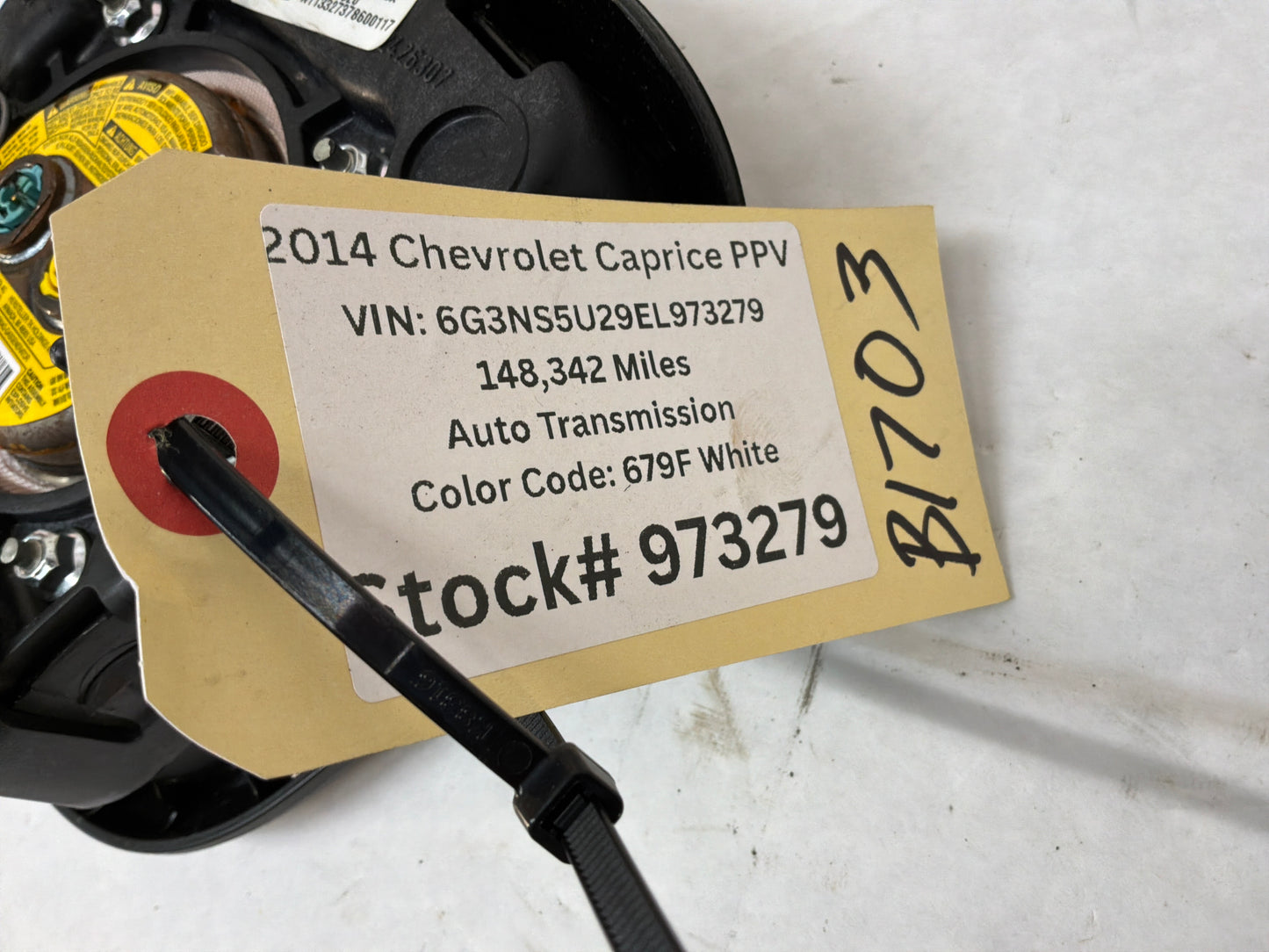2014 Chevy Caprice PPV Steering Wheel Air Bag Airbag OEM