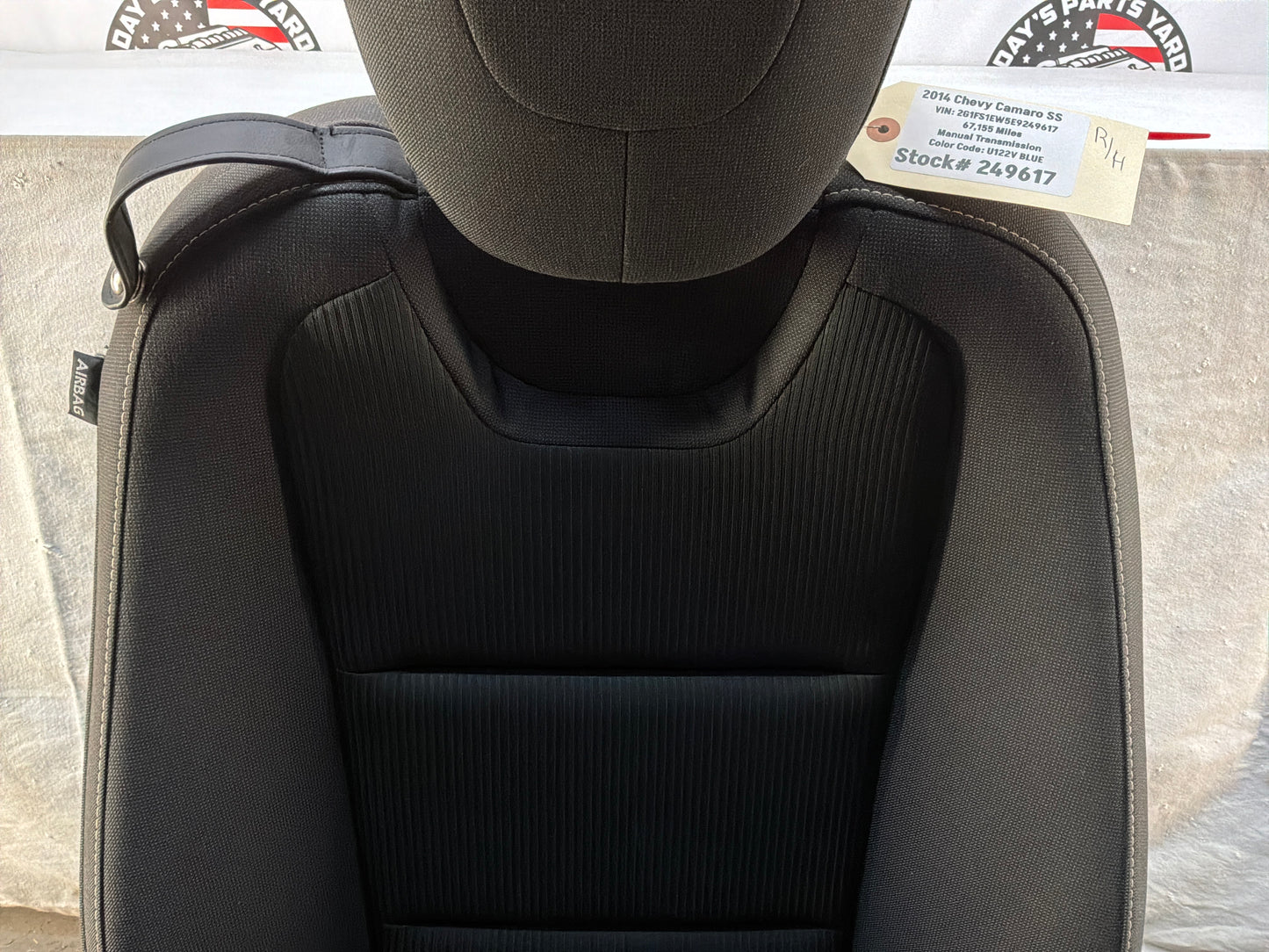 2014 Chevy Camaro SS RH Passenger Front Seat Black Cloth OEM
