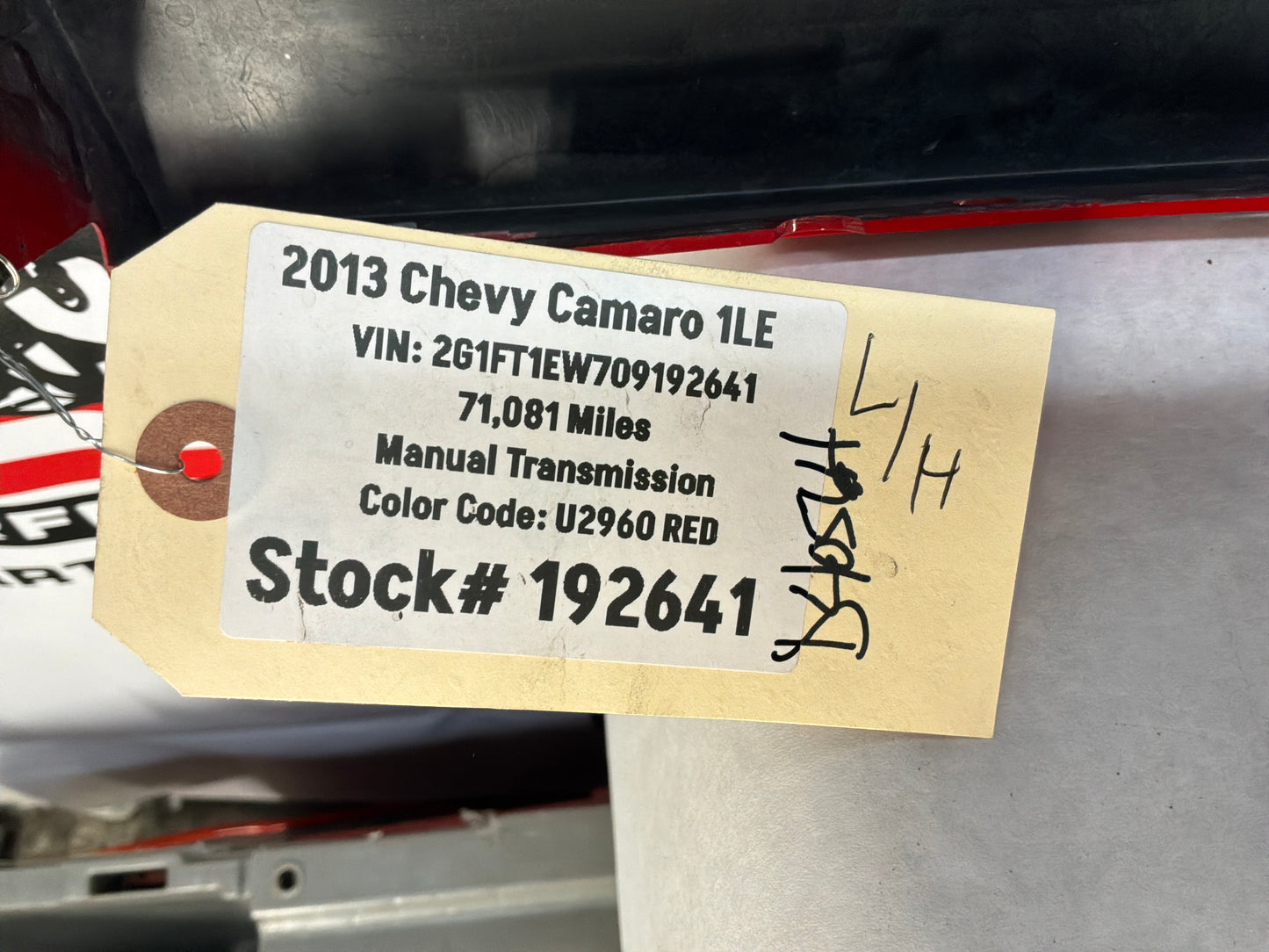 2013 Chevy Camaro 1LE LH Driver Rocker Molding Side Skirt Panel Red OEM