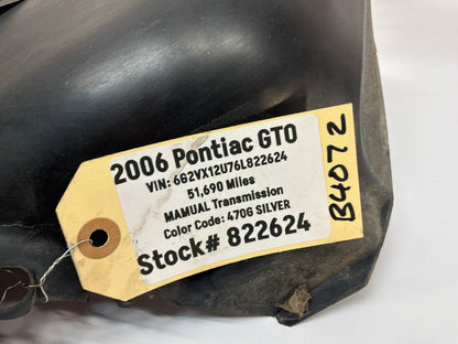2006 Pontiac GTO RH Passenger Rear Wheel Fender Liner OEM