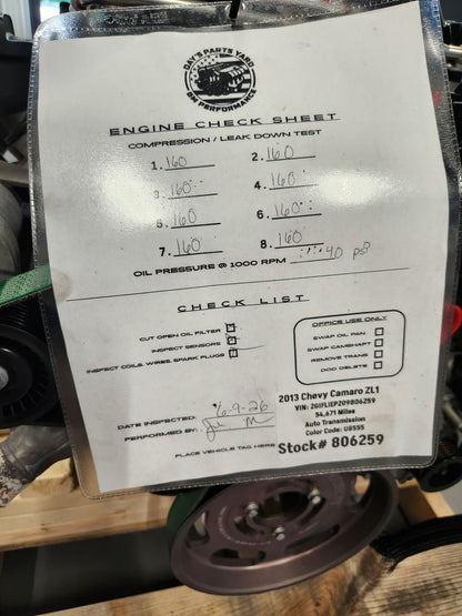LSA 6.2L Engine 6L90 Automatic Transmission Drivetrain Pullout Supercharged 600+HP 54k