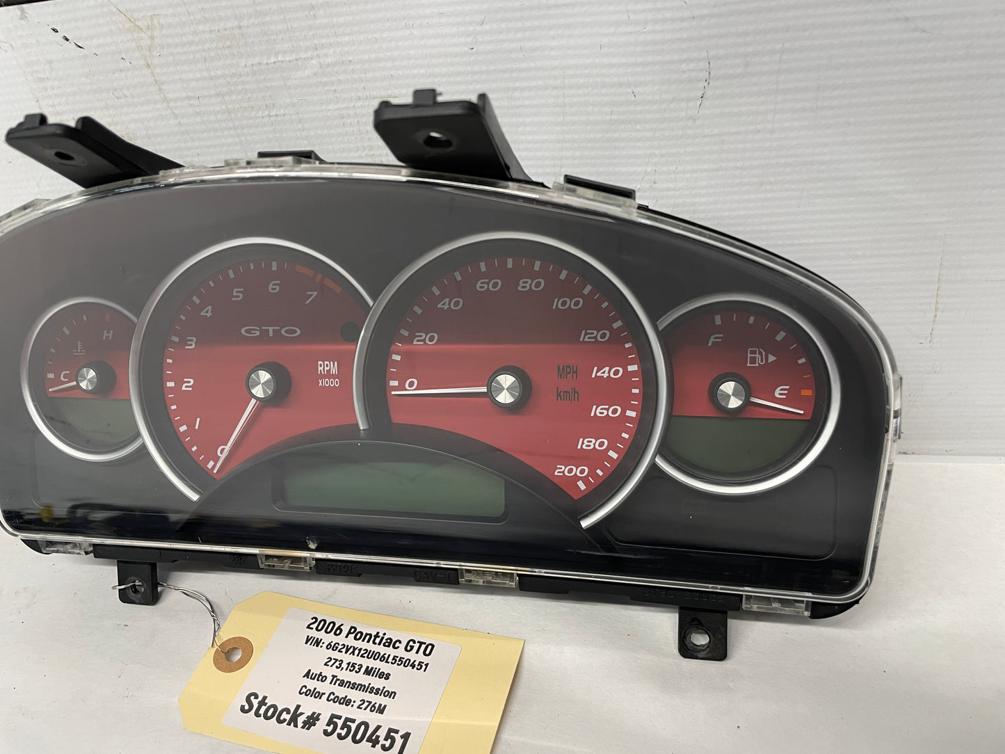2006 Pontiac GTO Red Gauge Cluster Speedometer OEM - Day's Parts Yard