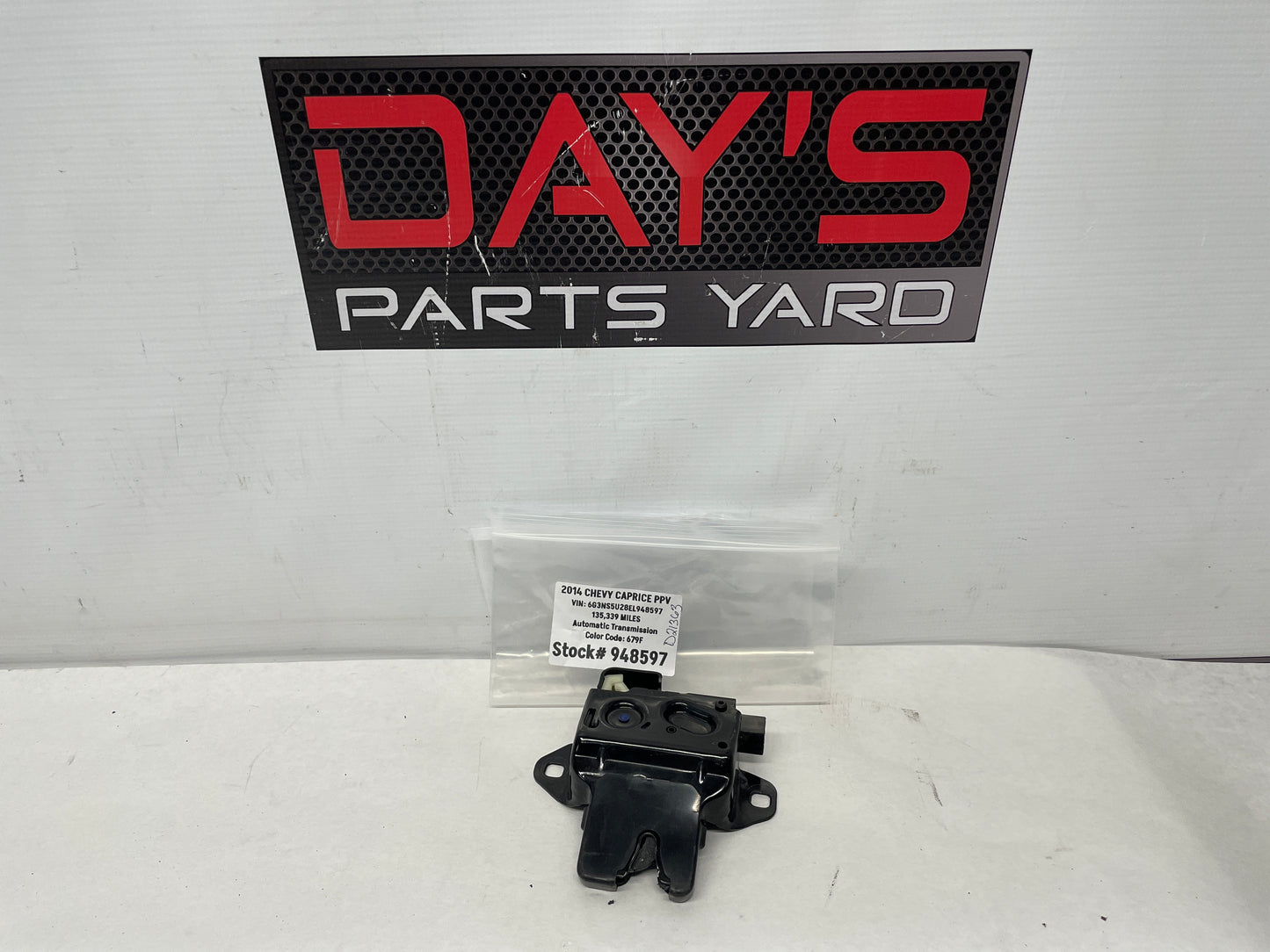 2014 Chevy Caprice PPV Trunk Deck Lid Lock Latch Actuator OEM - Day's Parts Yard