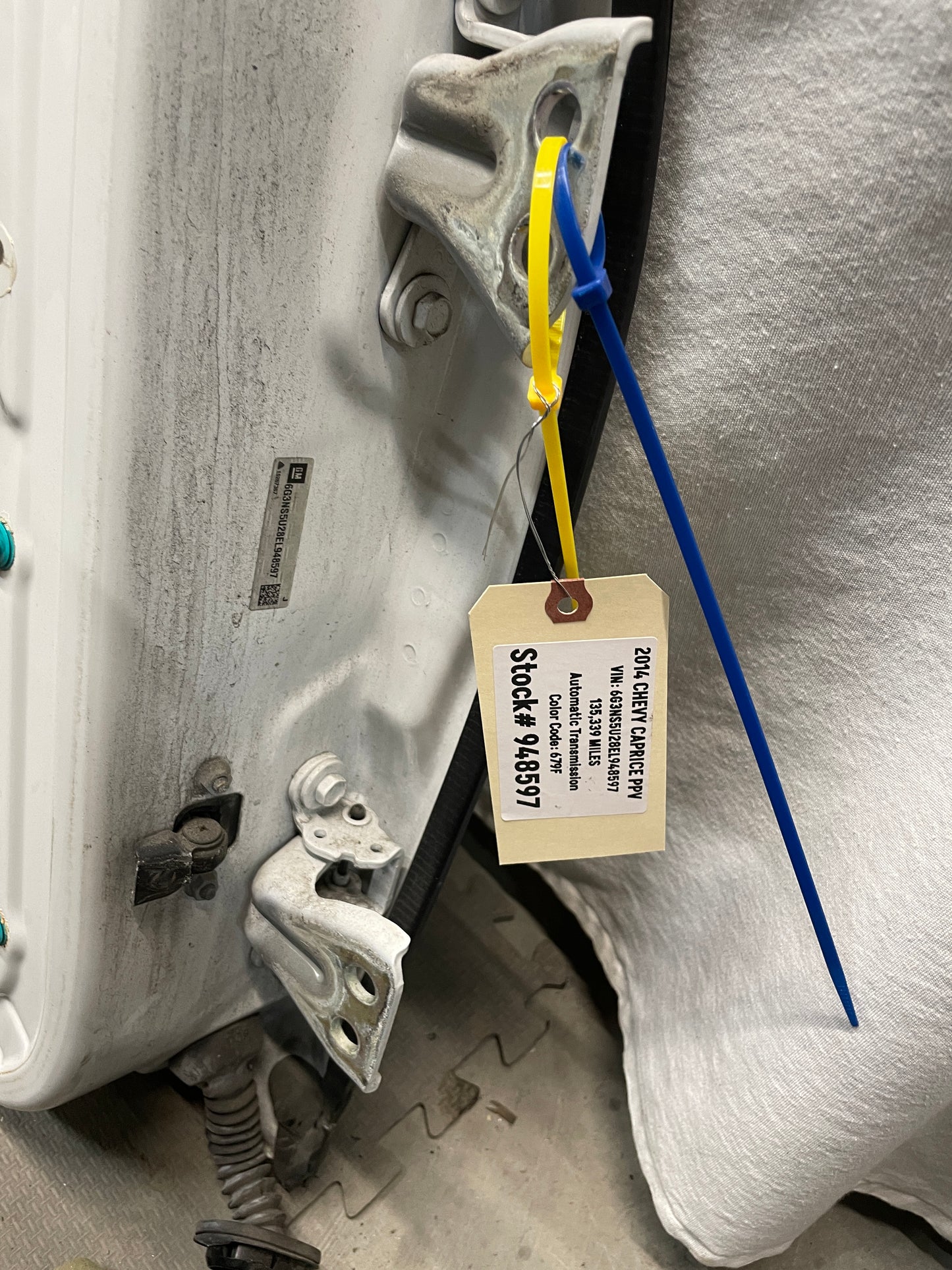 2014 Chevy Caprice PPV LH Driver Rear Exterior Door White OEM