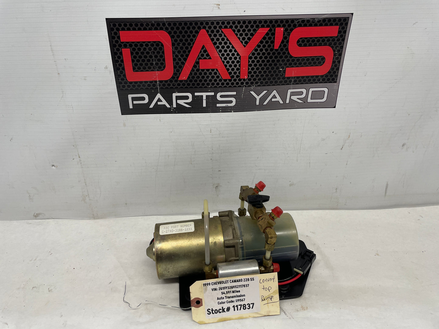 1999 Chevy Camaro Z28 SS Convertible Top Hydraulic Motor Pump OEM