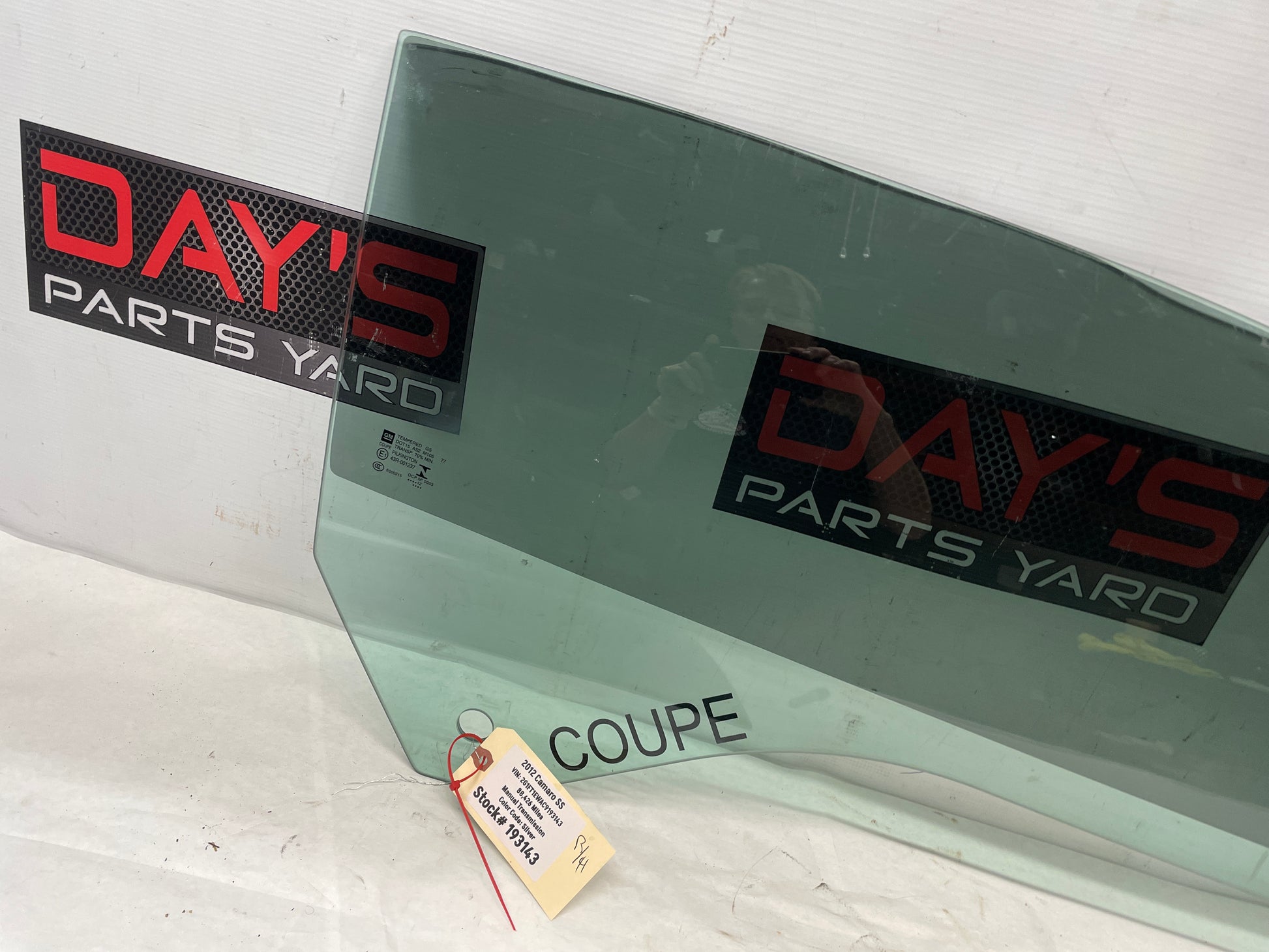 2012 Chevy Camaro SS RH Passenger Front Door Window Glass OEM - Day's Parts Yard