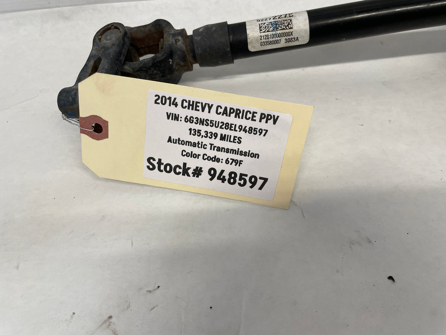 2014 Chevy Caprice PPV Steering Column Prop Shaft OEM