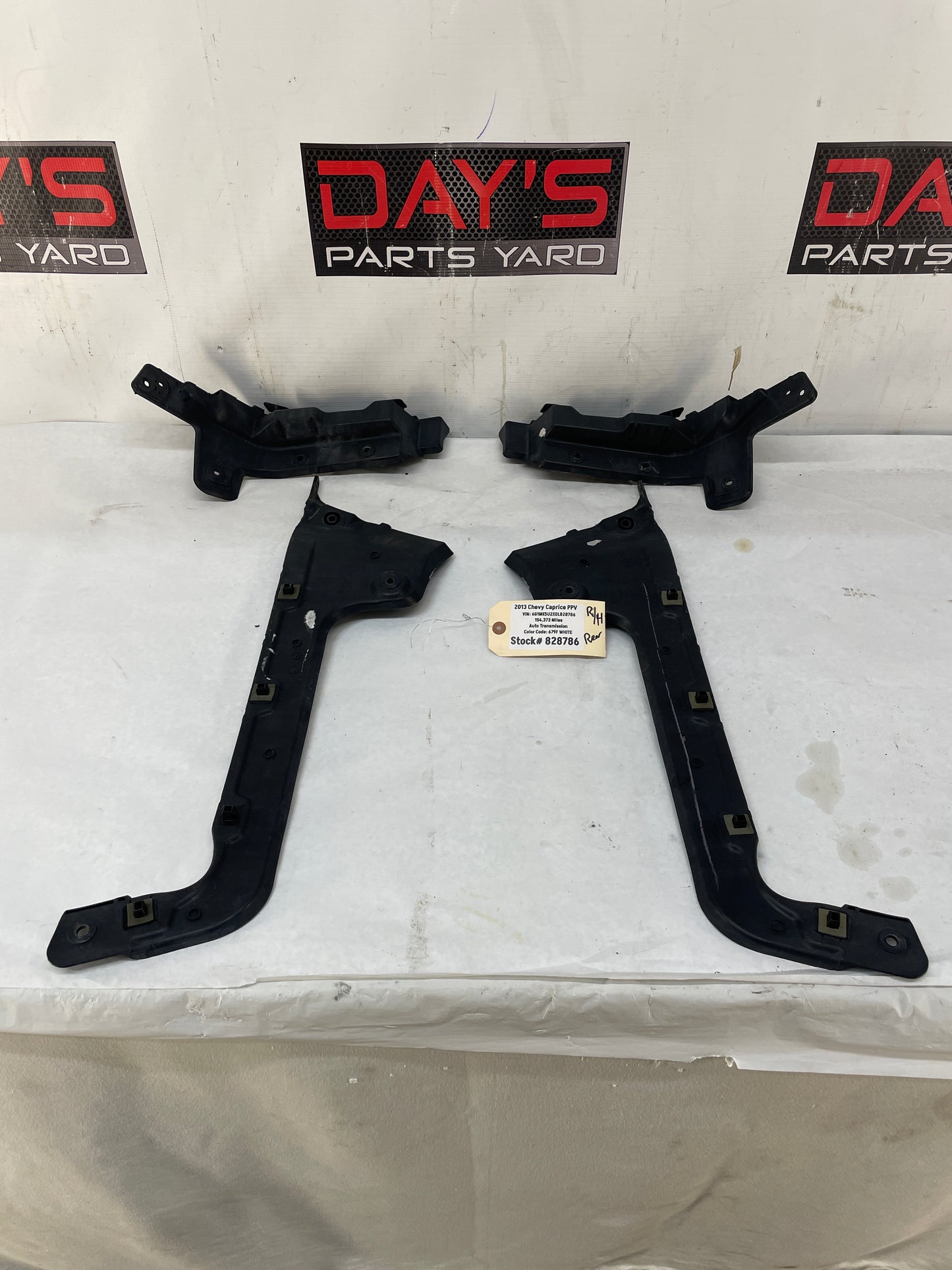 2013 Chevy Caprice PPV RH & LH Rear Bumper Guide Brackets Mounts OEM - Day's Parts Yard