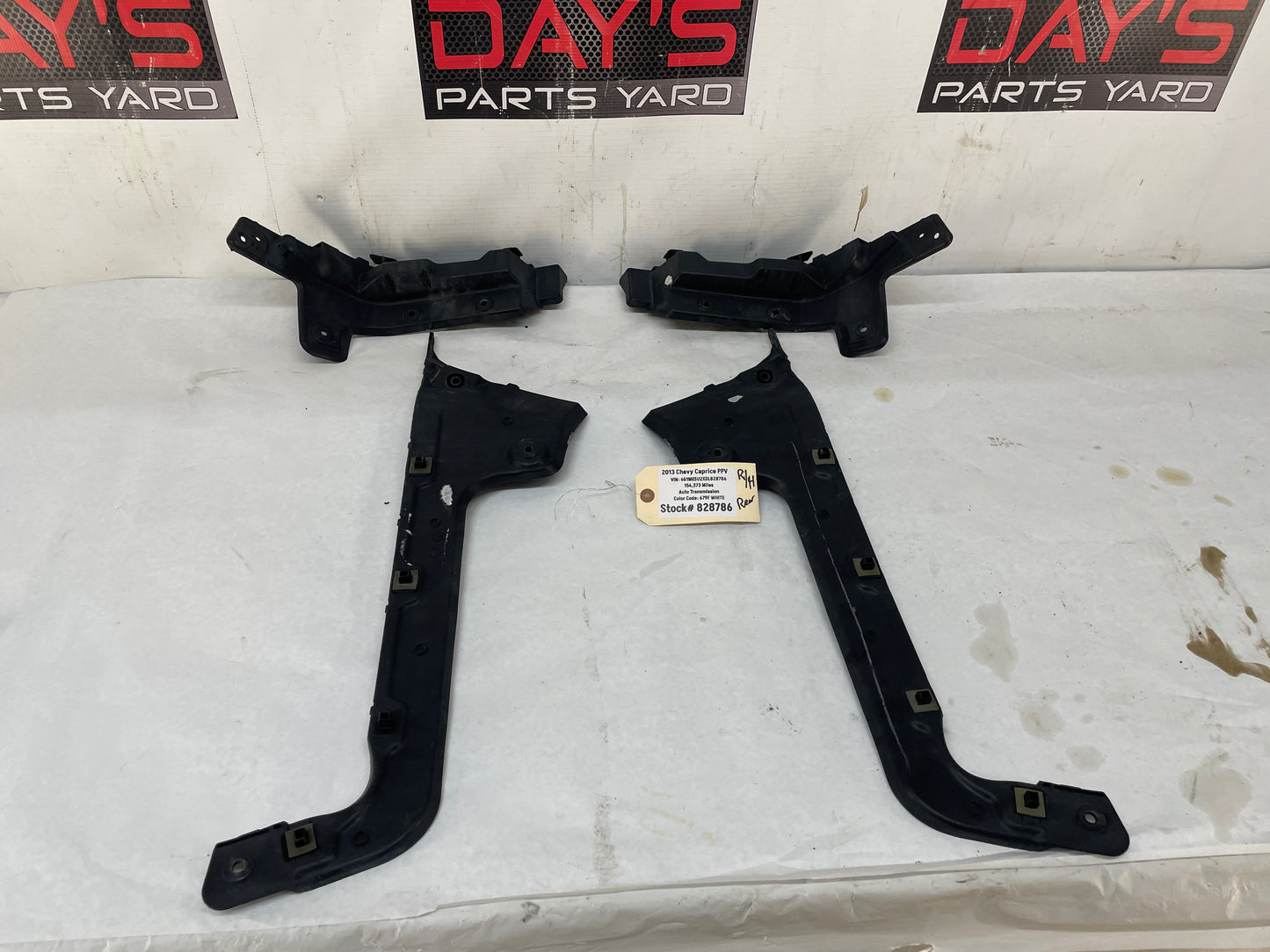 2013 Chevy Caprice PPV RH & LH Rear Bumper Guide Brackets Mounts OEM - Day's Parts Yard