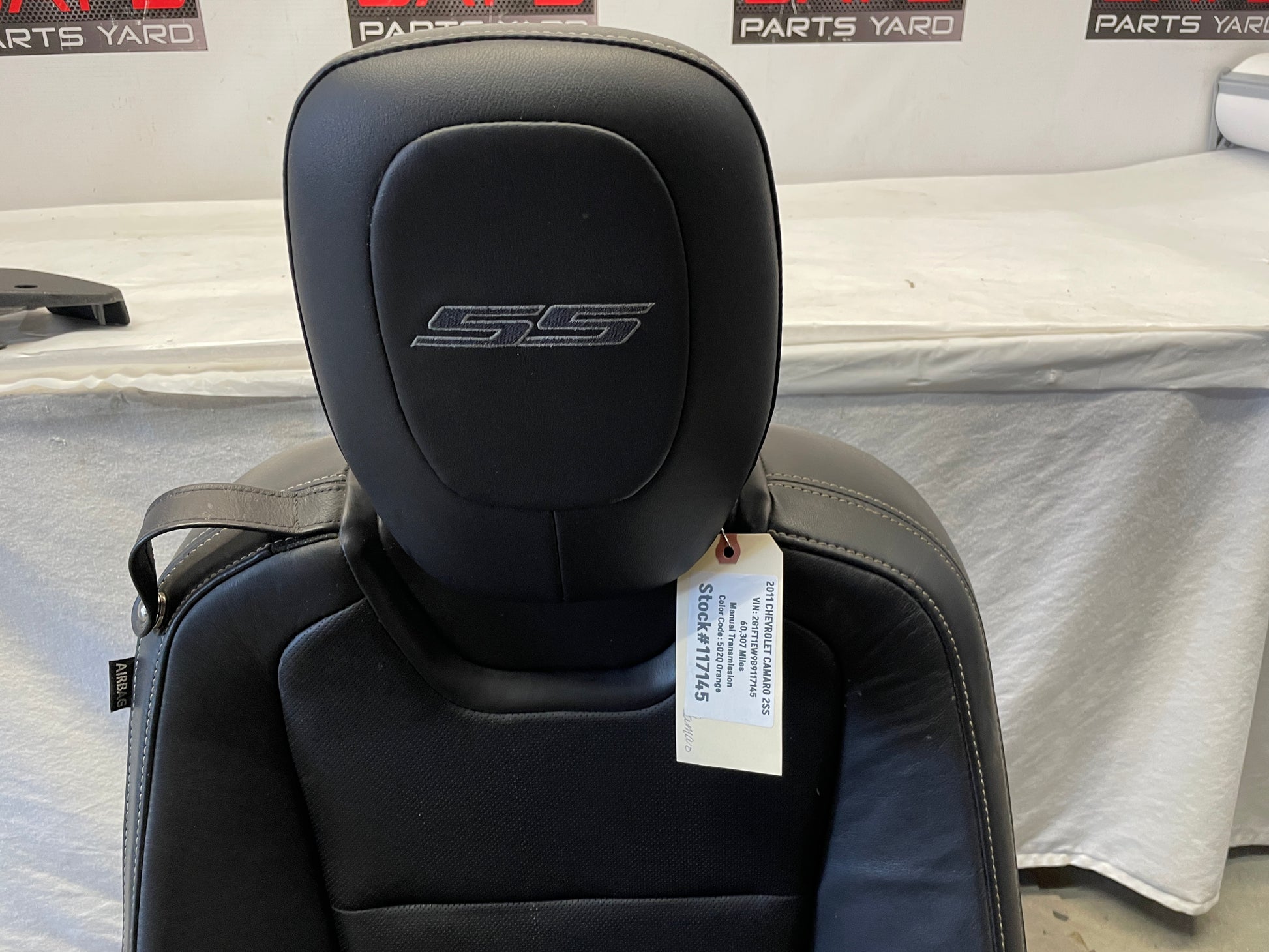 2011 Chevy Camaro 2SS RH Passenger Front Seat Black Leather OEM - Day's Parts Yard