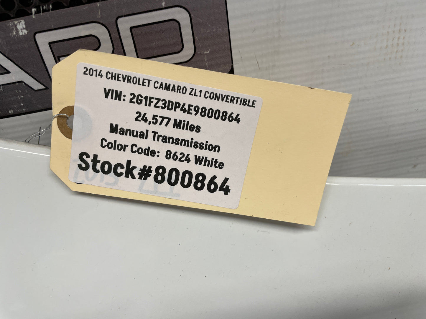 2014 Chevy Camaro ZL1 Convertible Trunk Deck Lid Spoiler Wing White OEM