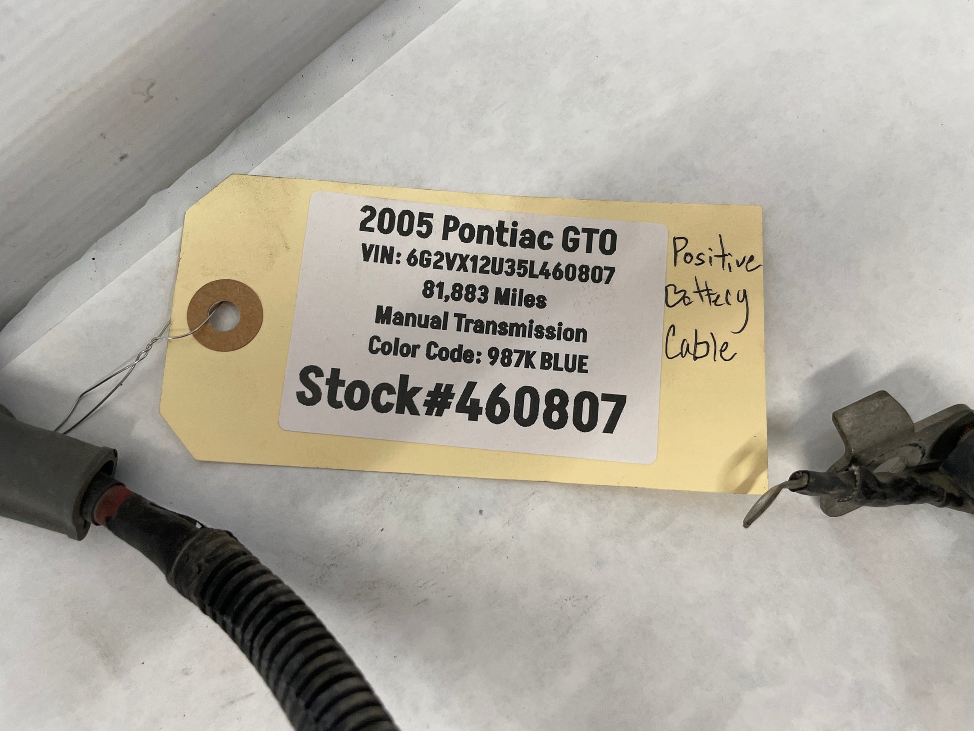 2005 Pontiac GTO Starter Alternator Positive Negative Battery Cable Wire Wiring Harness OEM - Day's Parts Yard