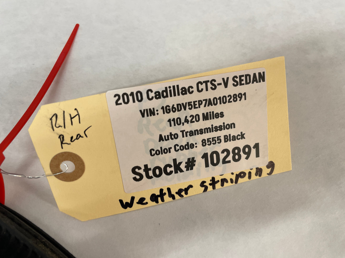 2010 Cadillac CTS-V Sedan RH Passenger Rear Door Weather Strip Rubber Seal OEM