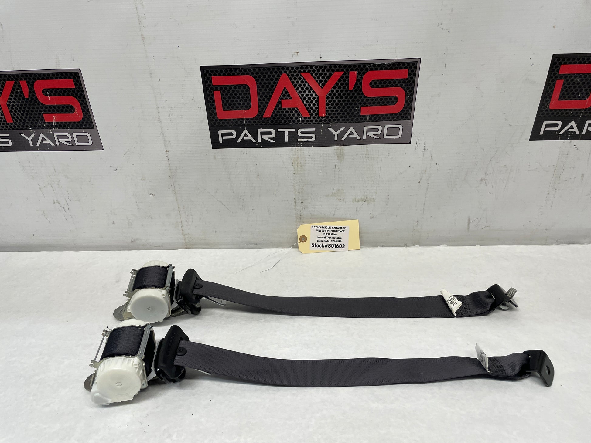 2013 Chevy Camaro ZL1 Rear Seat Belts Seatbelts Retractors OEM - Day's Parts Yard