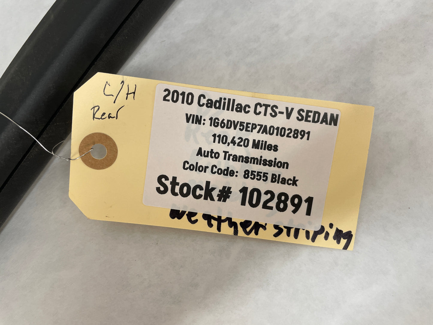 2010 Cadillac CTS-V Sedan LH Driver Rear Door Weather Strip Rubber Seal OEM